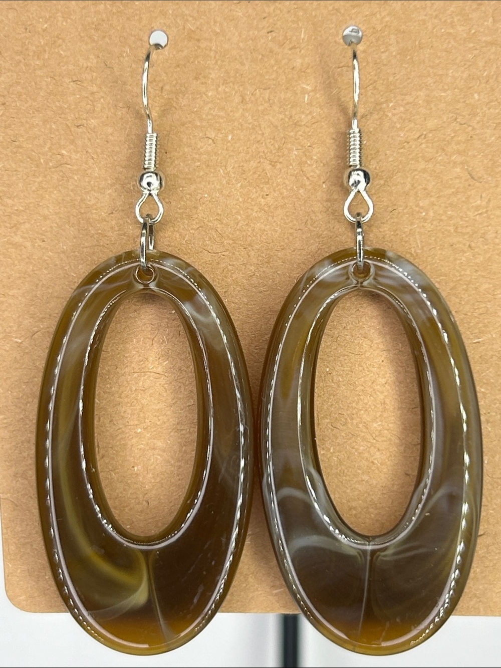 Brown Oval Resin Drop Earrings Fashion Jewelry